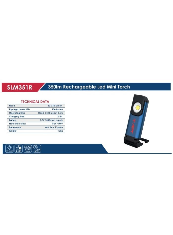 Apt Flashlight 2 Lamp (side - front) 350 lumens With charger Model APT DW351 - Image 2